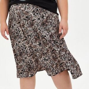 Torrid Woodland Print Satin A-Line Midi Skirt